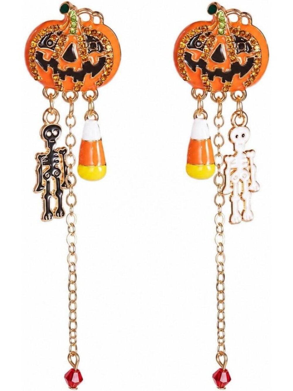 Women's Orange Skeleton Pumpkin Halloween Costume Earrings Dress Up Jewelry